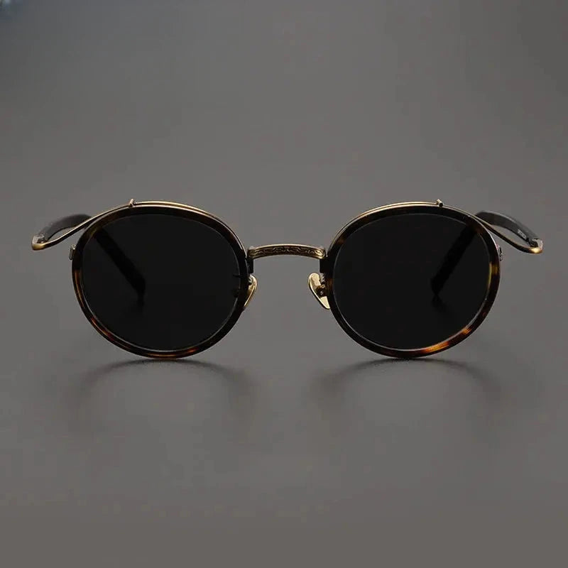 Unisex Round Full Rim Titanium Prescription Glasses Mo12 — view 3 | Rx Spectacle