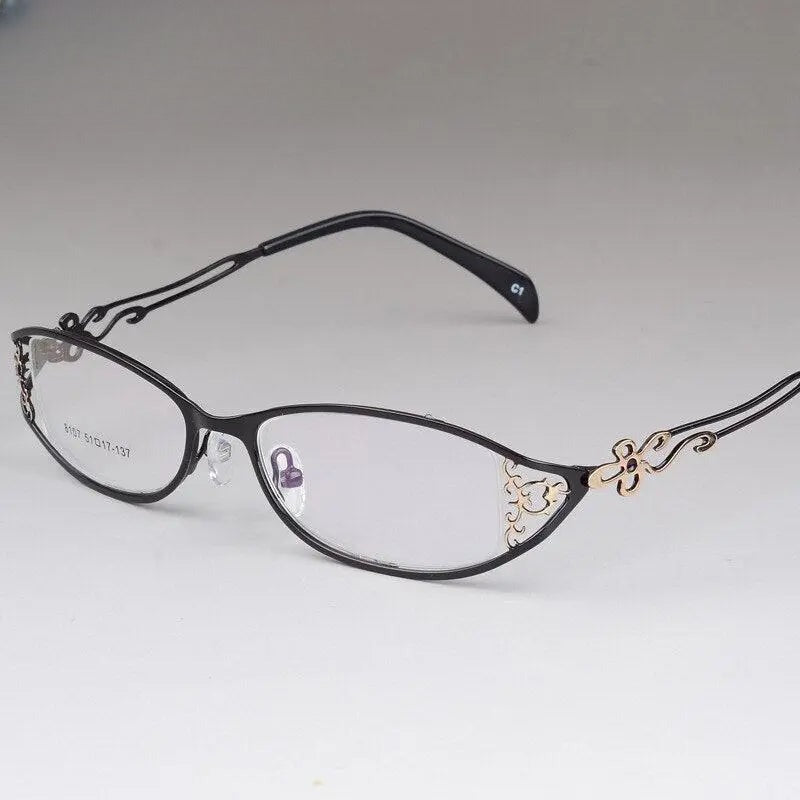 Women's Cat Eye Full Rim Stainless Steel Prescription Glasses 8107 — view 4 | Rx Spectacle