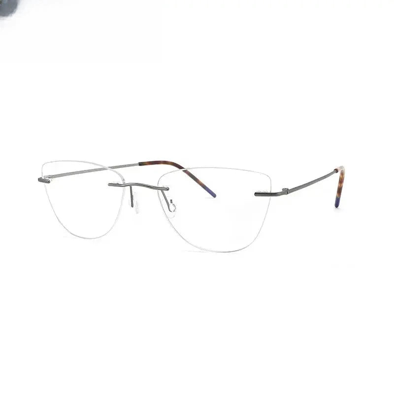 Women's Cat Eye Rimless Titanium Prescription Glasses 889016 — view 7 | Rx Spectacle