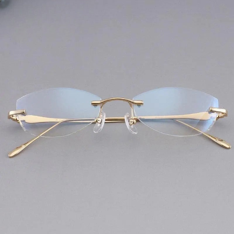 Women's Square Rimless Titanium Prescription Glasses 8037 — view 6 | Rx Spectacle