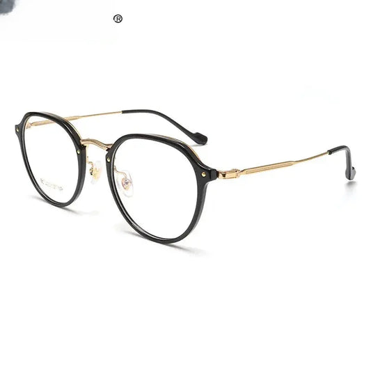 Unisex Round Full Rim Titanium Flat Top Reading Glasses 50111 — view 1 | Rx Spectacle