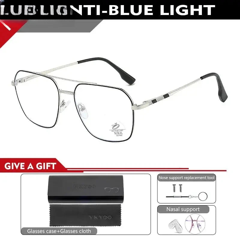Unisex Square Full Rim Alloy Double Bridge Reading Glasses 46905 — view 7 | Rx Spectacle