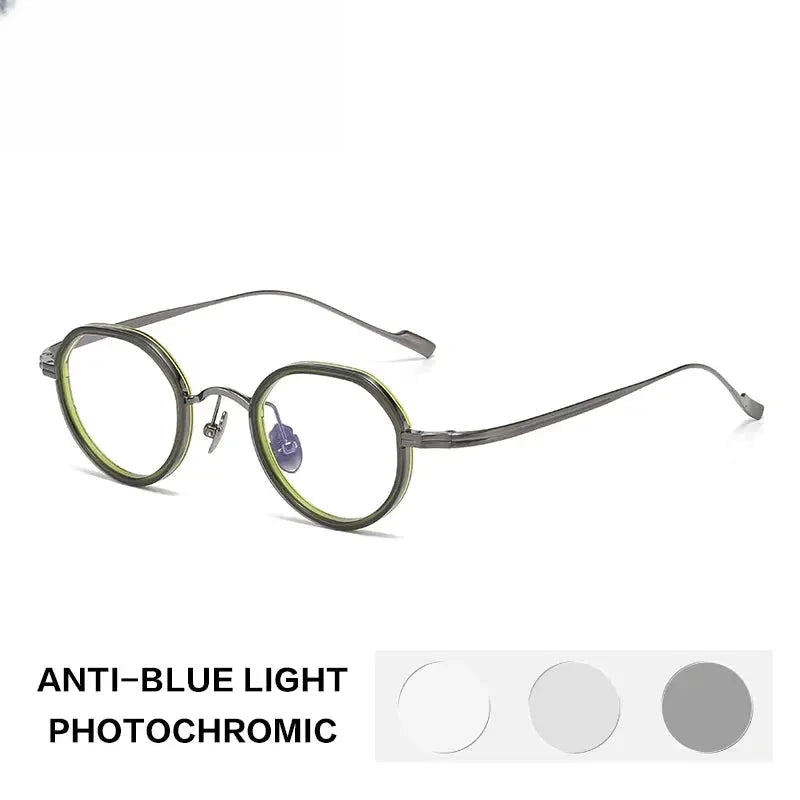 Women's Oval Full Rim Titanium Flat Top Reading Glasses 56079 — view 4 | Rx Spectacle