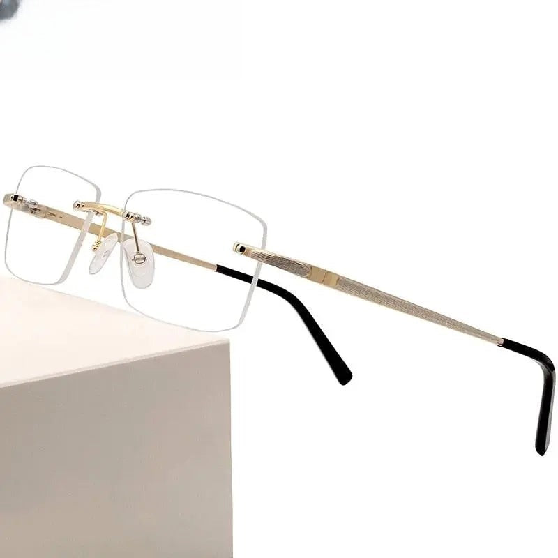 Unisex Square Rimless Titanium Prescription Glasses Kr8604 — view 1 | Rx Spectacle