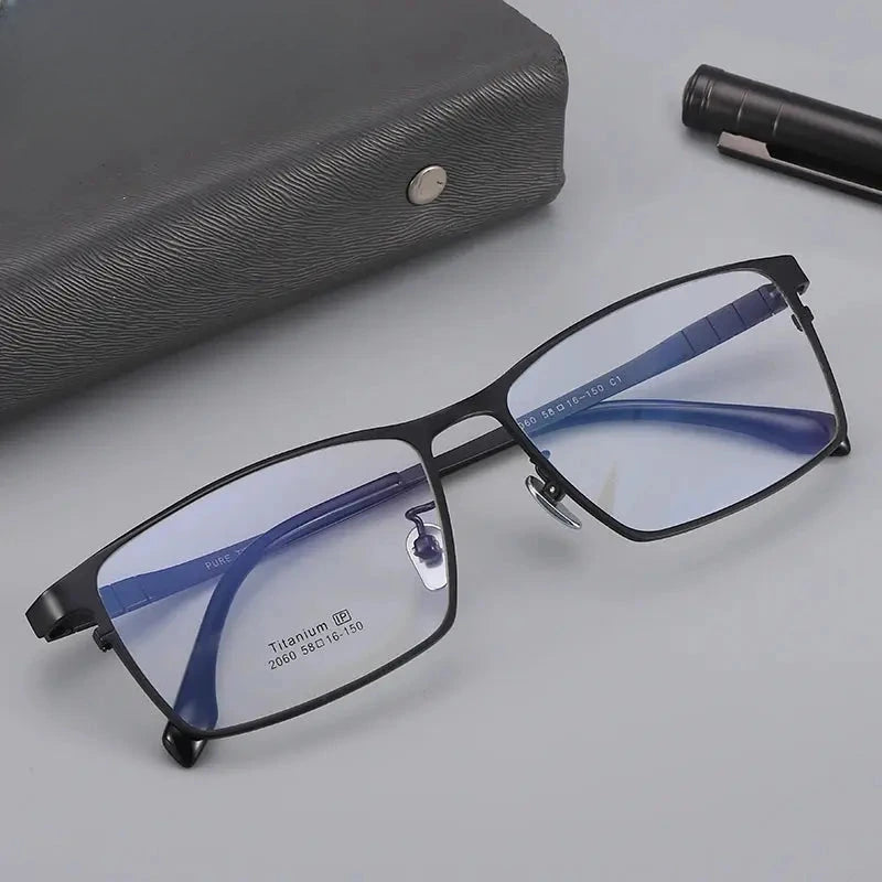Men's Square Full Rim Titanium Prescription Glasses 772060 — view 1 | Rx Spectacle