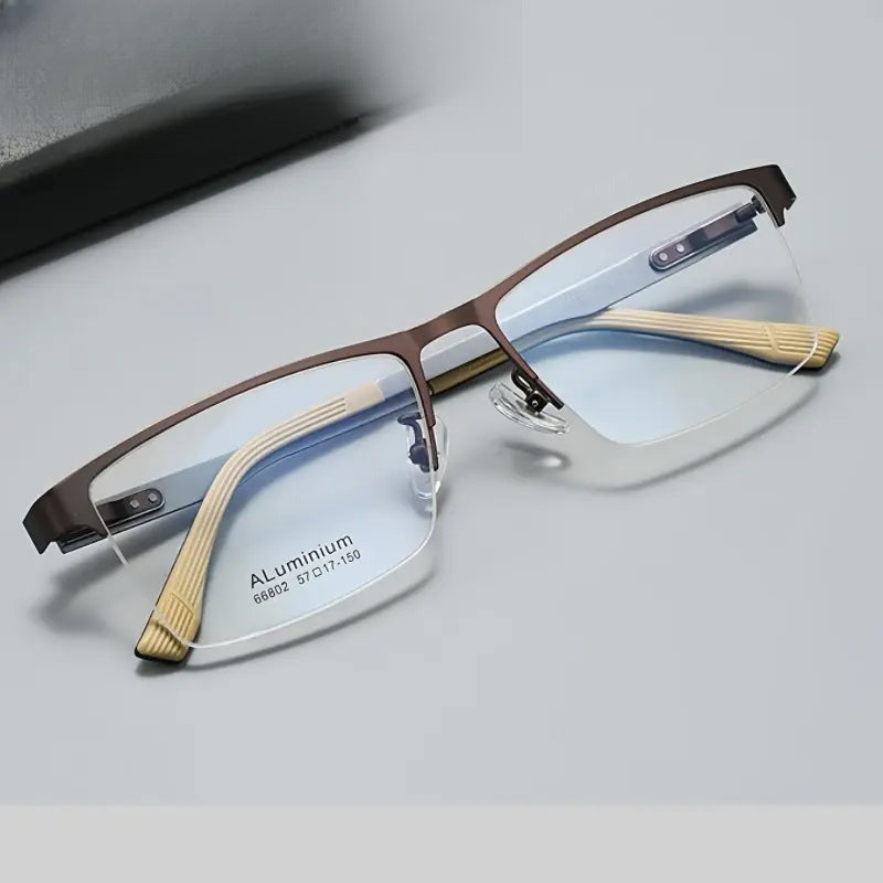 Men's Square Semi-Rimless Prescription Glasses 366802 — view 1 | Rx Spectacle