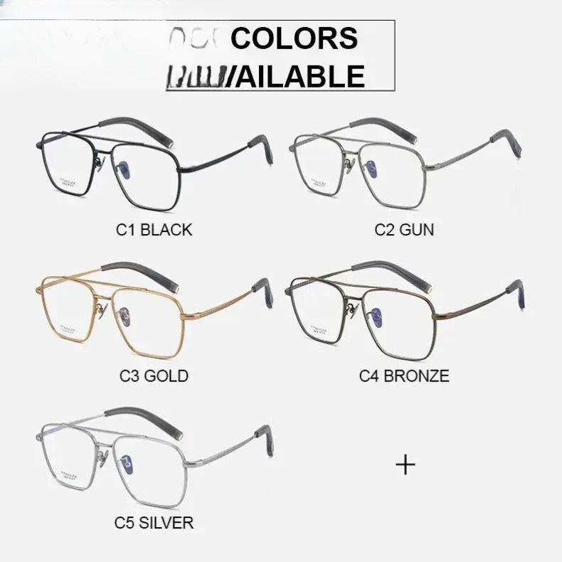 Men's Square Full Rim Titanium Prescription Glasses 500004 — view 10 | Rx Spectacle