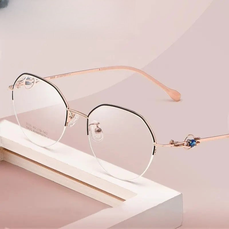 Unisex Semi-Rimless Alloy Prescription Glasses 8001Z — view 1 | Rx Spectacle
