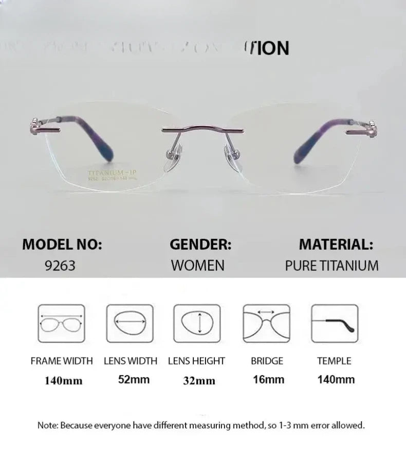 Women's Square Full Rim Titanium Prescription Glasses 878003 — view 2 | Rx Spectacle