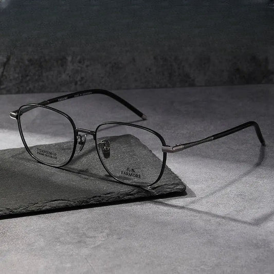 Unisex Square Full Rim Titanium Prescription Glasses FM040 — view 1 | Rx Spectacle