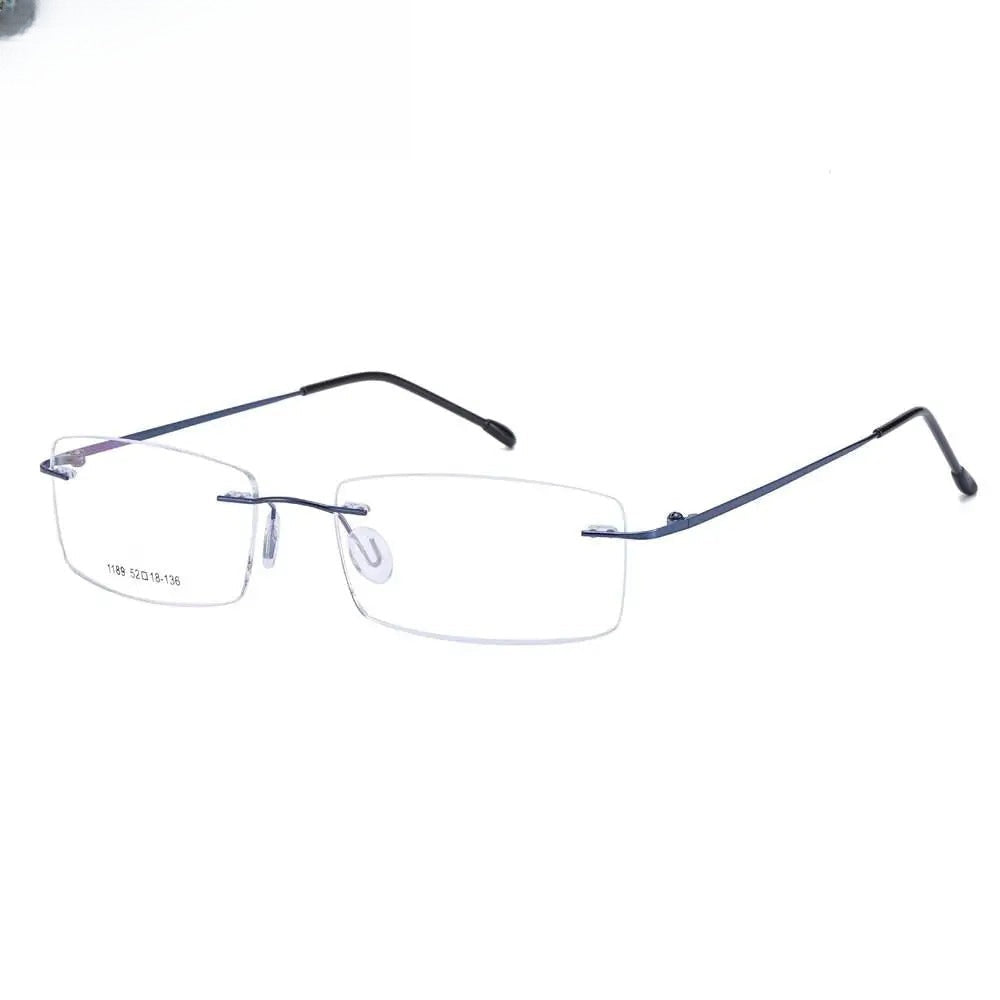 Men's Rectangular Rimless Titanium Prescription Glasses 1189 — view 10 | Rx Spectacle