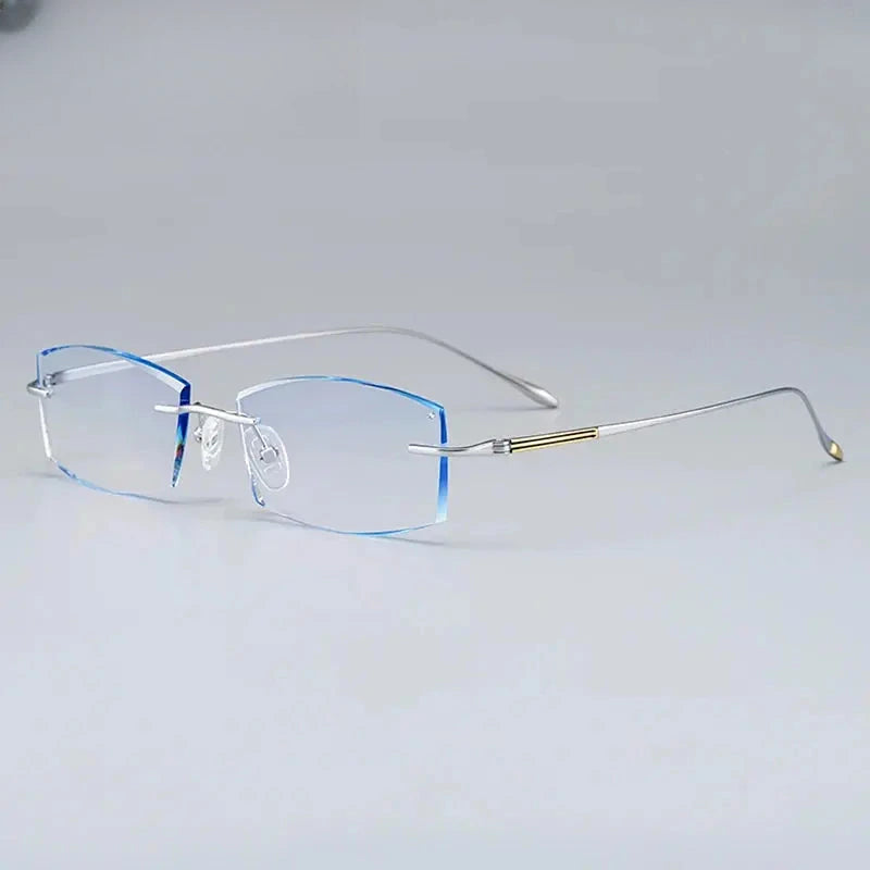 Unisex Oval Rimless Titanium Prescription Glasses 879083 — view 4 | Rx Spectacle