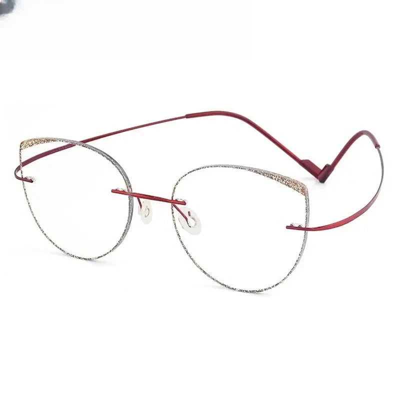 Women's Cat Eye Rimless Titanium Prescription Glasses 696074 — view 3 | Rx Spectacle