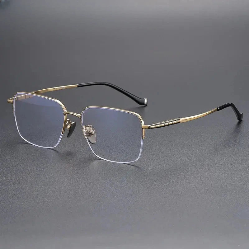 Unisex Square Semi-Rimless Titanium Prescription Glasses 680905 — view 5 | Rx Spectacle