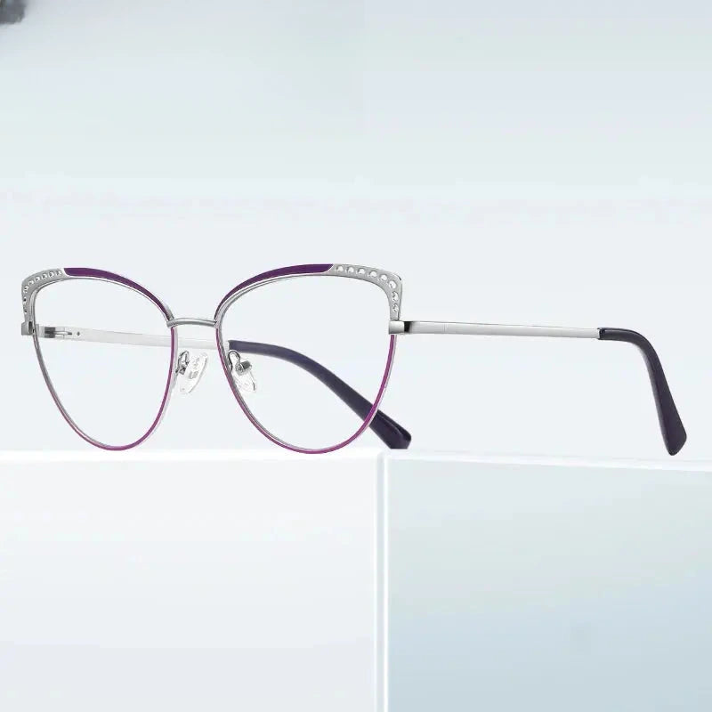 Women's Cat Eye Full Rim Alloy Prescription Glasses 843107 — view 1 | Rx Spectacle