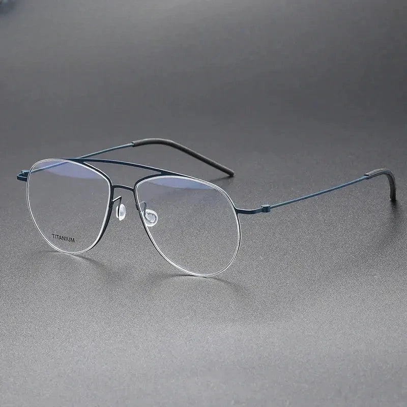 Men's Oval Full Rim Titanium Double Bridge Prescription Glasses 775507 — view 7 | Rx Spectacle