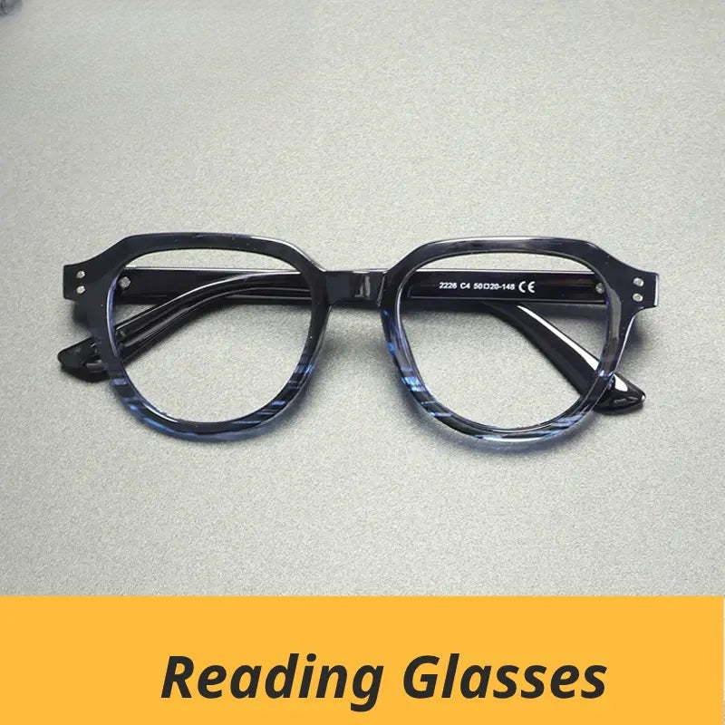 Unisex Oval Full Rim Titanium Flat Top Reading Glasses G2226 — view 1 | Rx Spectacle