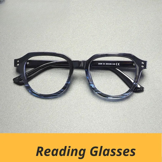 Unisex Oval Full Rim Titanium Flat Top Reading Glasses G2226 — view 1 | Rx Spectacle