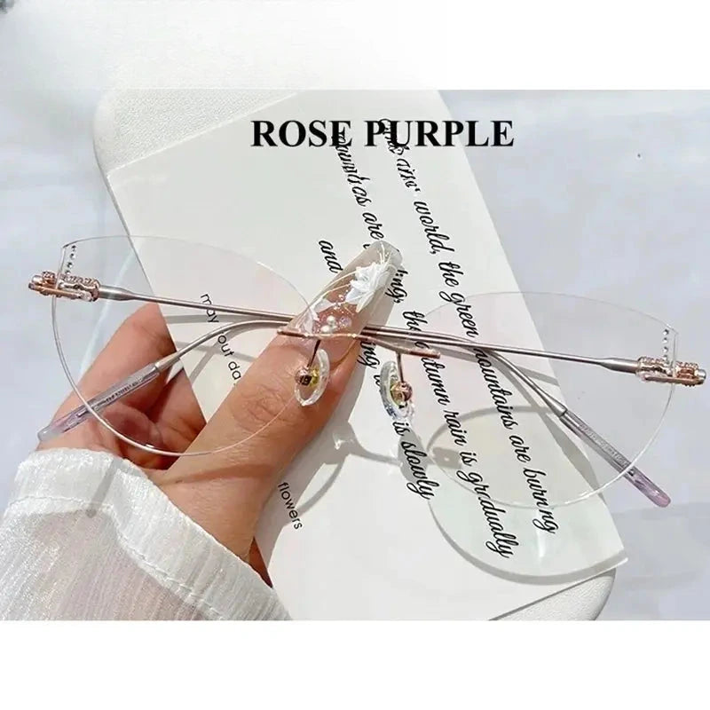 Women's Cat Eye Rimless Titanium Prescription Glasses 694218 — view 7 | Rx Spectacle