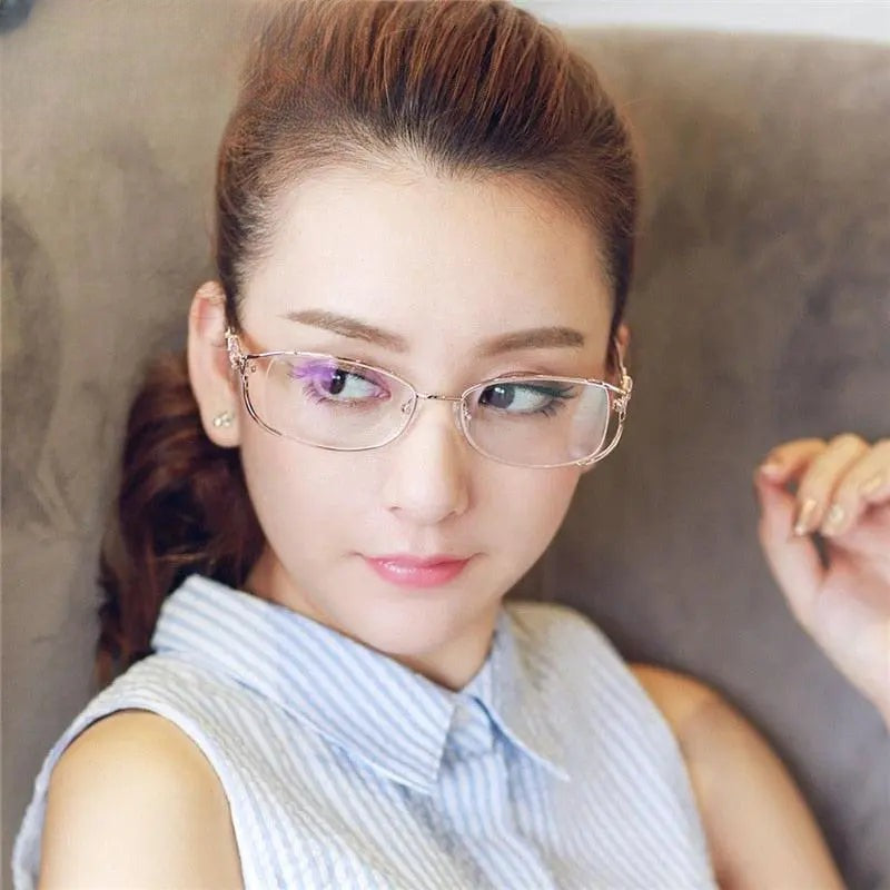 Women's Oval Semi-Rimless Titanium Prescription Glasses 95038 — view 4 | Rx Spectacle