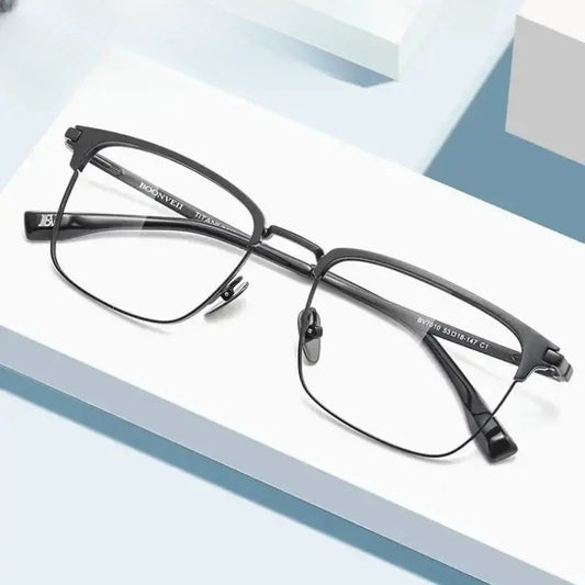 Men's Square Full Rim Titanium Prescription Glasses 617010 — view 1 | Rx Spectacle