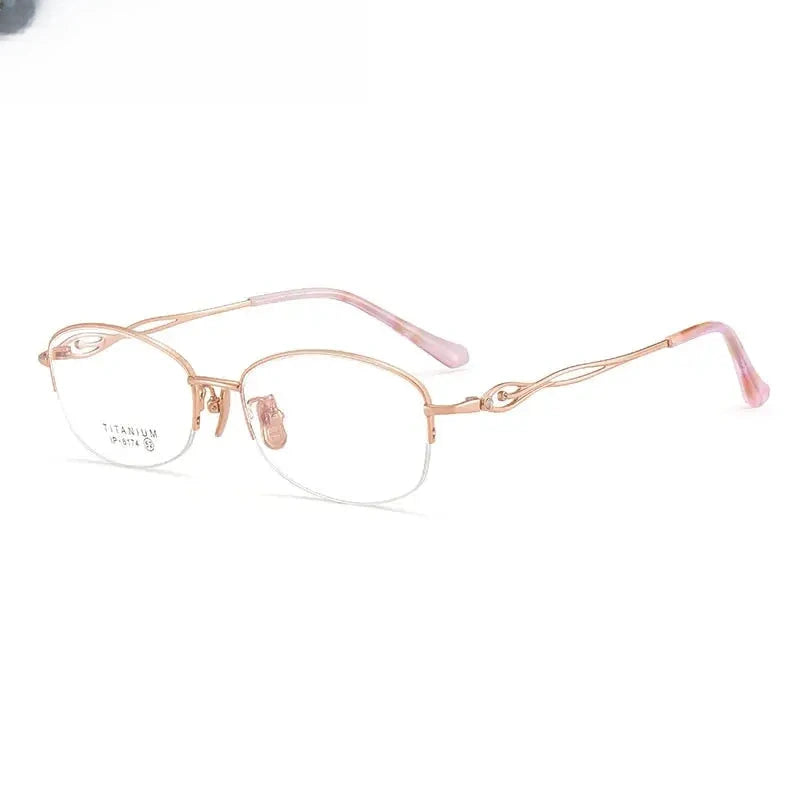 Women's Oval Semi-Rimless Titanium Prescription Glasses 6174 — view 8 | Rx Spectacle