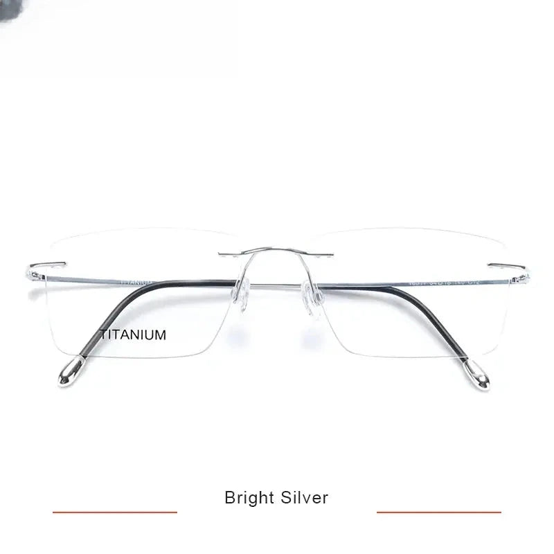 Unisex Square Rimless Titanium Prescription Glasses 71611 — view 4 | Rx Spectacle