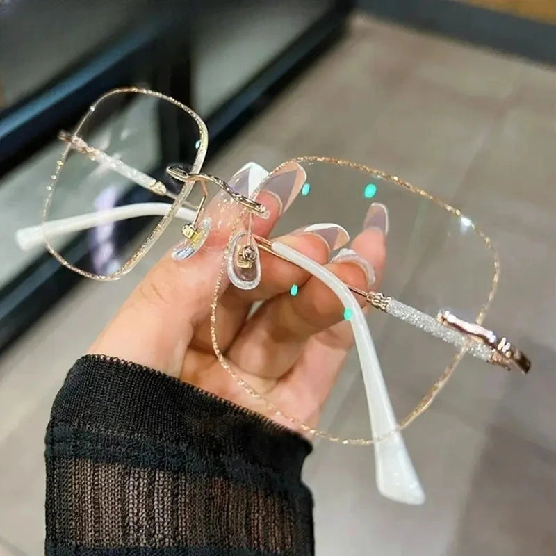 Women's Square Rimless Titanium Prescription Glasses 369112 — view 3 | Rx Spectacle