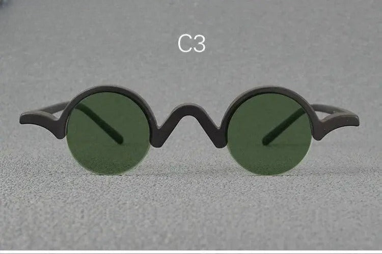 Unisex Round Semi-Rimless Acetate Prescription Glasses — view 9 | Rx Spectacle