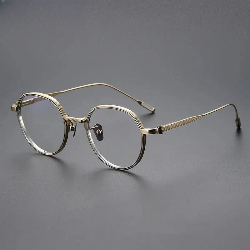 Unisex Round Full Rim Titanium Flat Top Prescription Glasses 581161 — view 3 | Rx Spectacle
