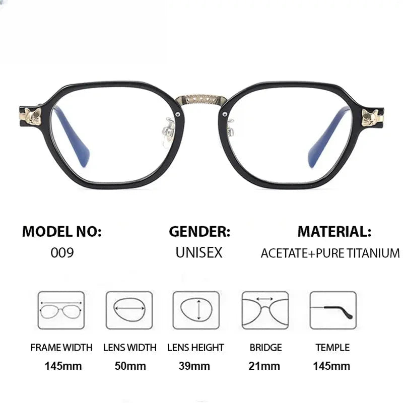 Unisex Polygon Full Rim Titanium Prescription Glasses 57009 — view 2 | Rx Spectacle