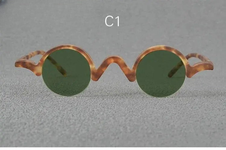 Unisex Round Semi-Rimless Acetate Prescription Glasses — view 7 | Rx Spectacle