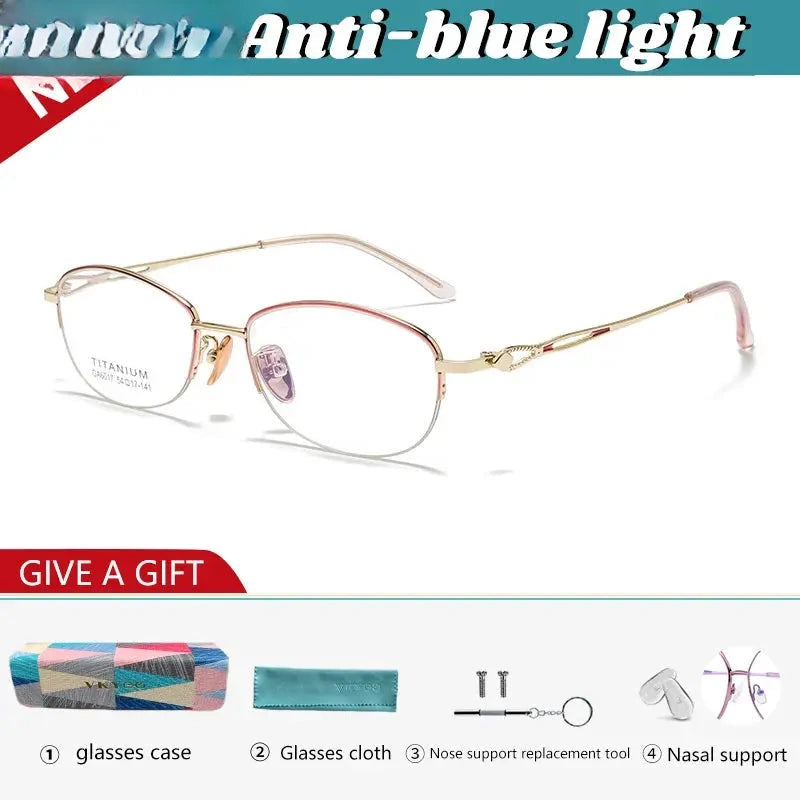 Women's Square Semi-Rimless Alloy Reading Glasses 26017 — view 5 | Rx Spectacle