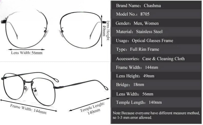 Unisex Round Full Rim Stainless Steel Prescription Glasses — view 11 | Rx Spectacle