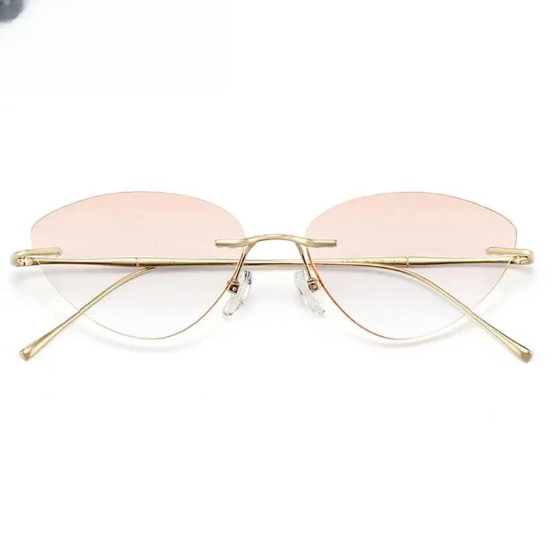 Unisex Cat Eye Rimless Titanium Prescription Glasses 632 — view 1 | Rx Spectacle