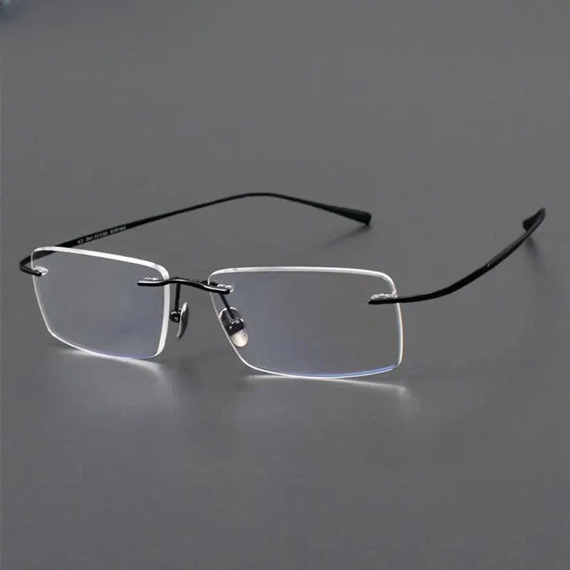 Unisex Polygon Rimless Titanium Prescription Glasses 961818 — view 6 | Rx Spectacle