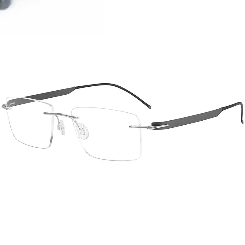 Unisex Square Rimless Titanium Screwless Prescription Glasses 55017 — view 1 | Rx Spectacle