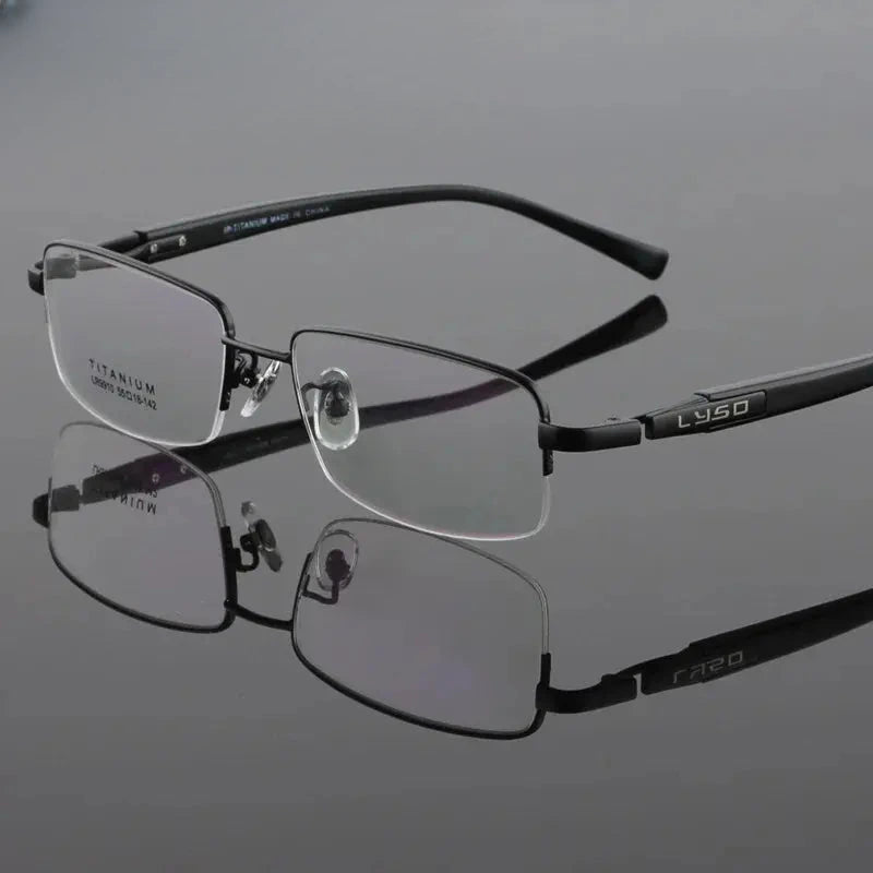 Unisex Square Semi-Rimless Titanium Prescription Glasses 59910 — view 1 | Rx Spectacle