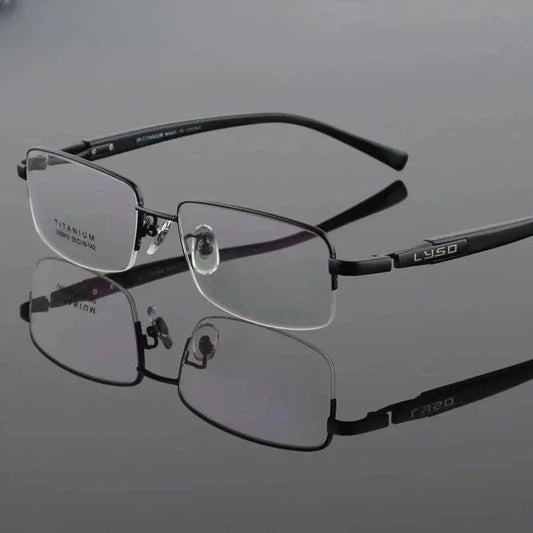 Unisex Square Semi-Rimless Titanium Prescription Glasses 59910 — view 1 | Rx Spectacle