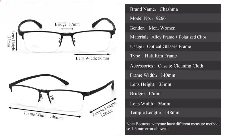 Men's Square Semi-Rimless Stainless Steel Prescription Glasses 926676 — view 3 | Rx Spectacle