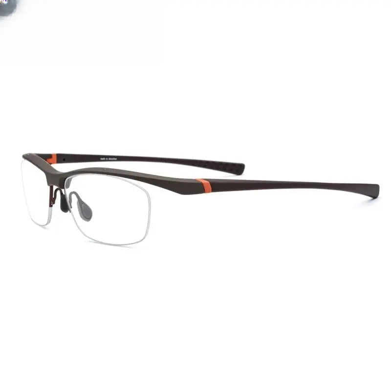 Men's Square Semi-Rimless Titanium Sports Glasses 7027 — view 9 | Rx Spectacle