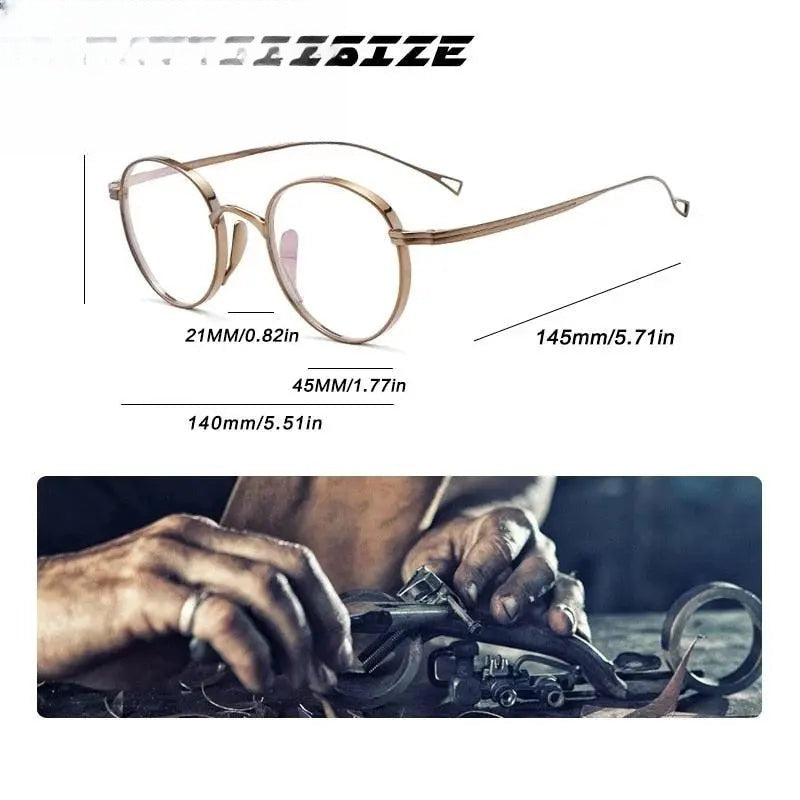 Unisex Round Full Rim Titanium Prescription Glasses Gxyj485 — view 4 | Rx Spectacle