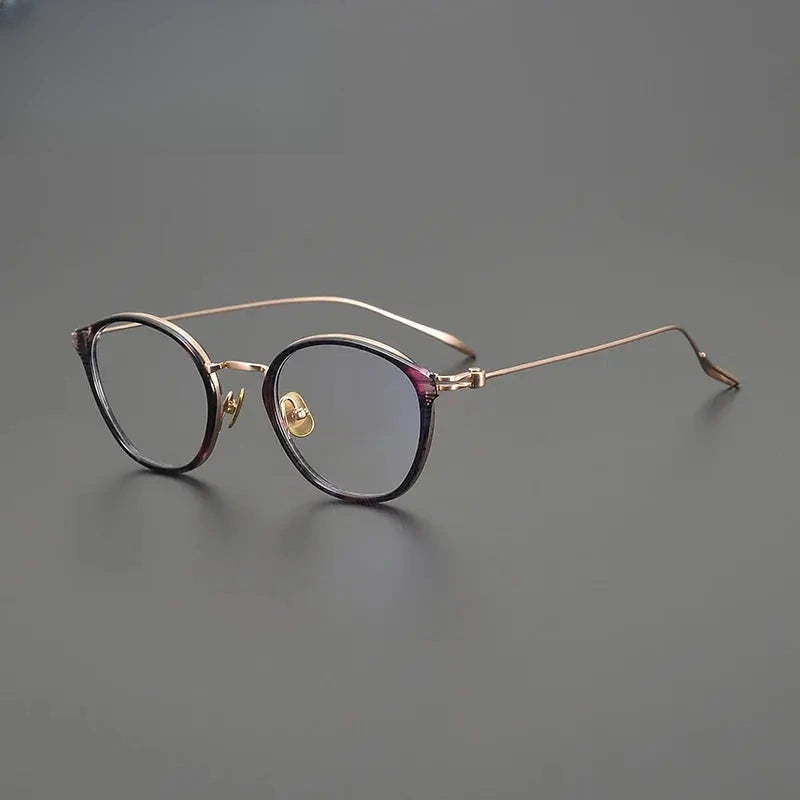 Unisex Round Full Rim Titanium Prescription Glasses Gxyj1573 — view 5 | Rx Spectacle