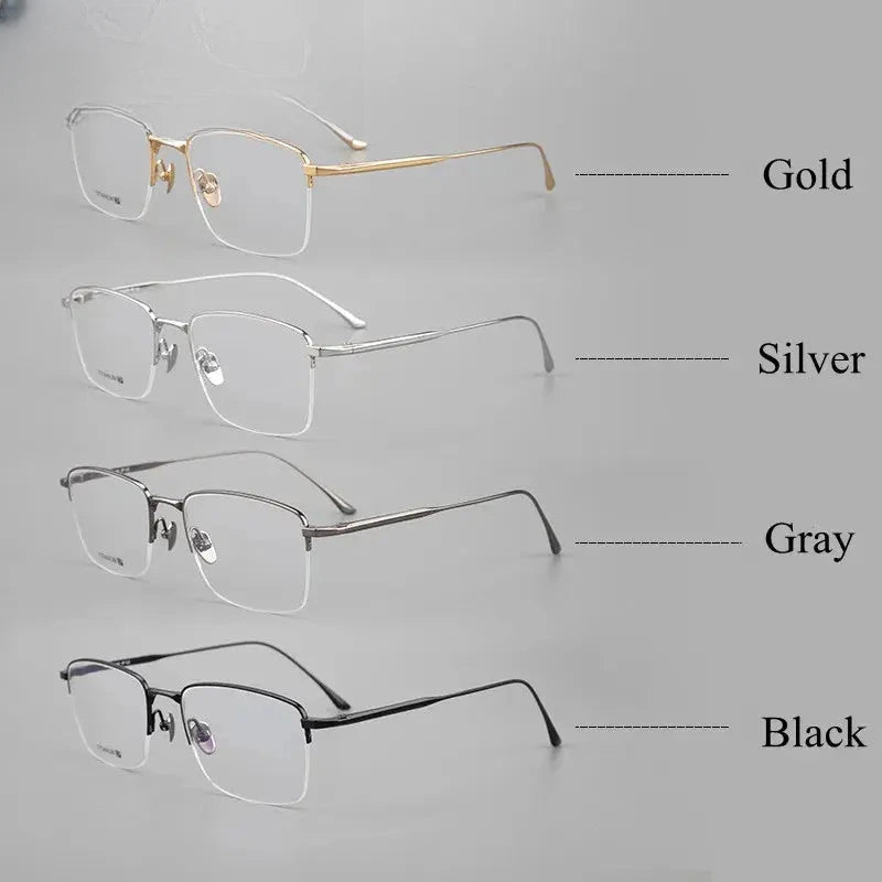 Men's Square Semi-Rimless Titanium Prescription Glasses 3812 — view 5 | Rx Spectacle
