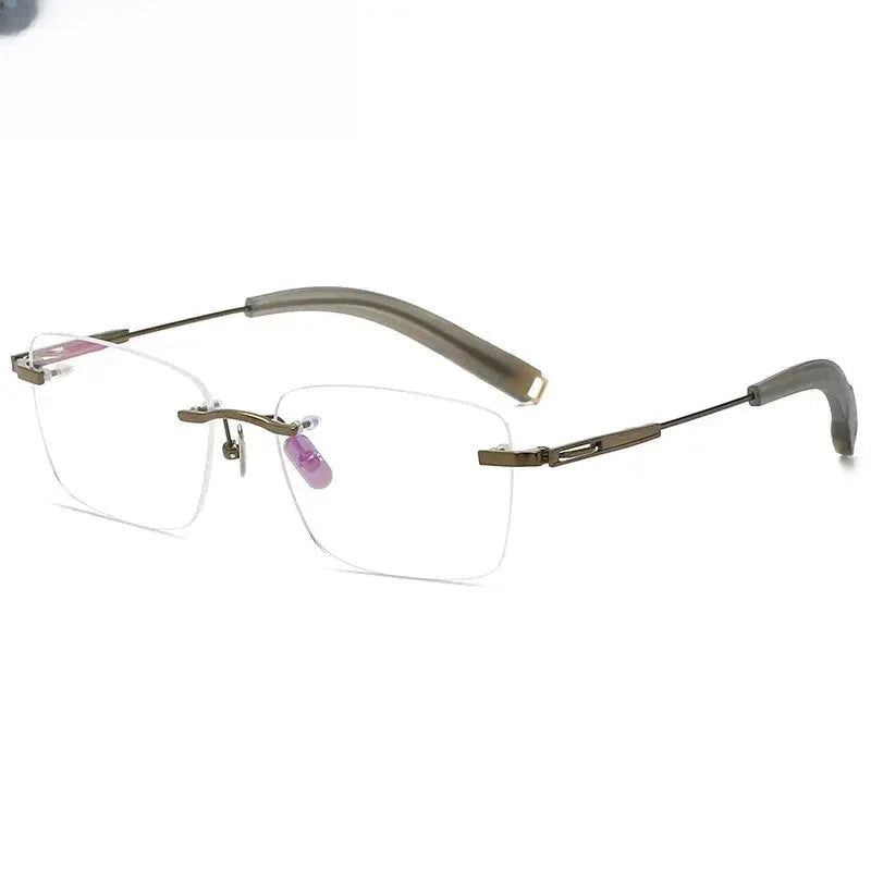 Men's Square Rimless Titanium Prescription Glasses 808146 — view 4 | Rx Spectacle