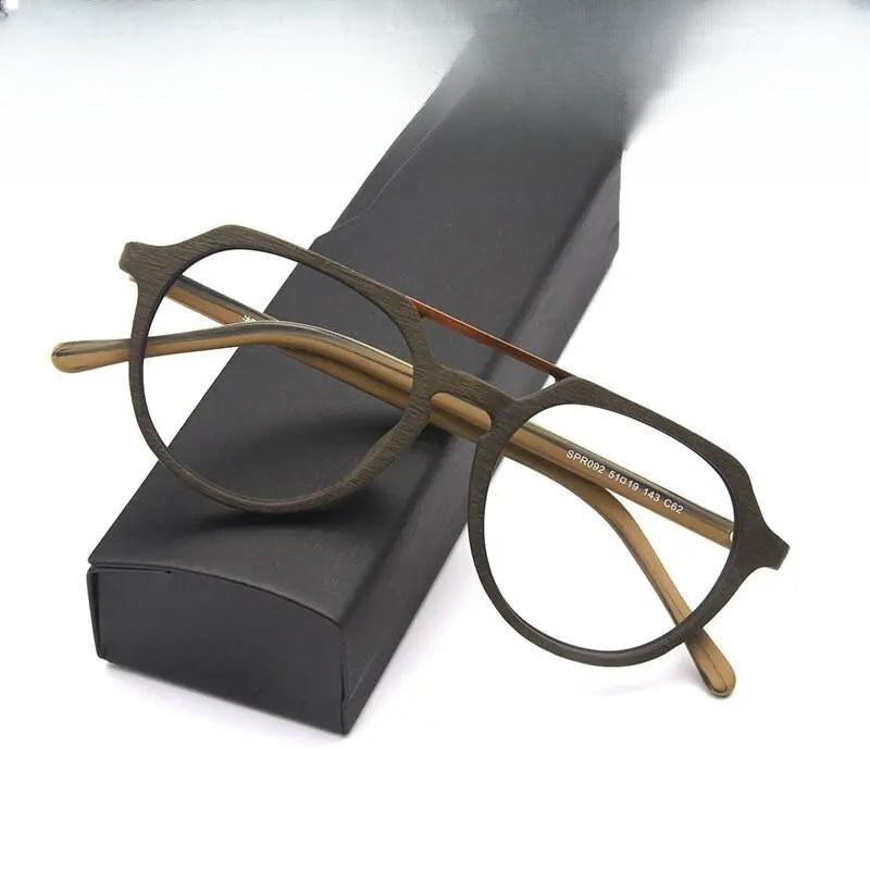 Men's Oval Full Rim Double Bridge Prescription Glasses Spr092 — view 1 | Rx Spectacle