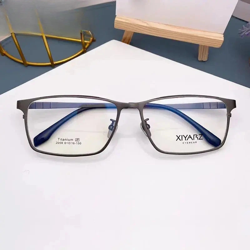 Men's Square Full Rim Titanium Oversized Prescription Glasses 582059 — view 1 | Rx Spectacle