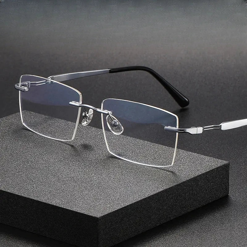 Women's Square Rimless Titanium Prescription Glasses 233302 — view 1 | Rx Spectacle