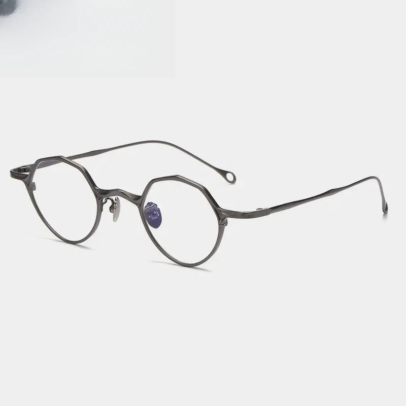 Unisex Irregular Full Rim Titanium Prescription Glasses 675973 — view 7 | Rx Spectacle