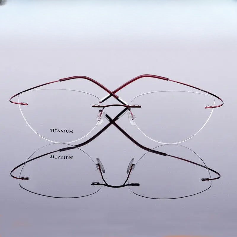 Unisex Cat Eye Rimless Titanium Prescription Glasses 20003 — view 1 | Rx Spectacle